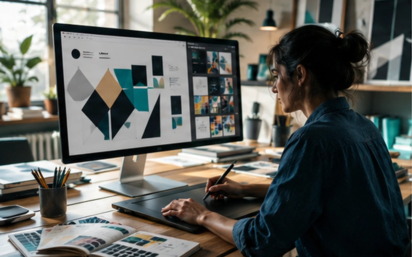 Profesional trabajando en diseño y gráficas