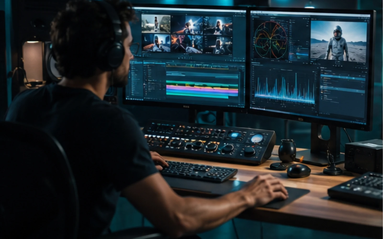 Profesional trabajando en video y animación